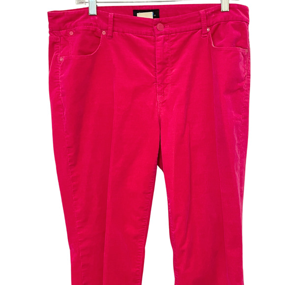 Talbots Sz 12 Slim Ankle Corduroy Pants Flawless 5 Pocket Frayed Hem Hot Pink - Picture 4 of 11